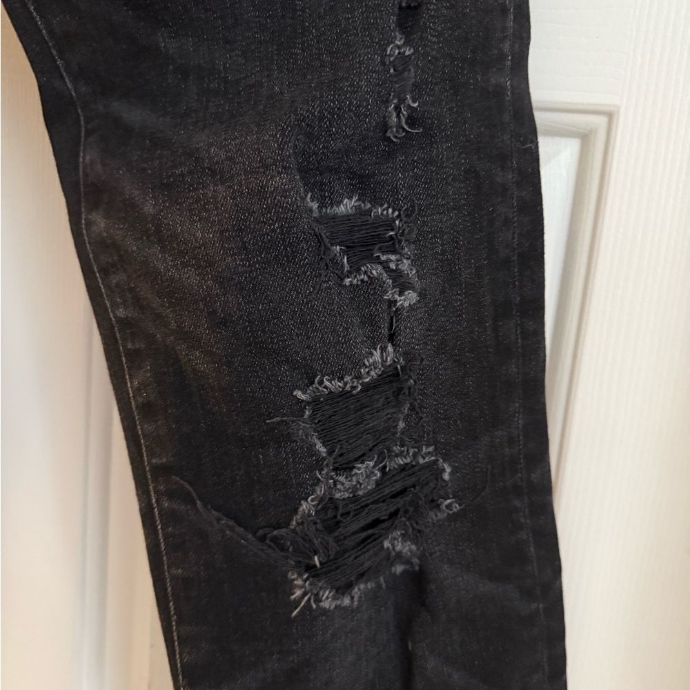 American Eagle Black Distressed Skinny Jeans 29x34